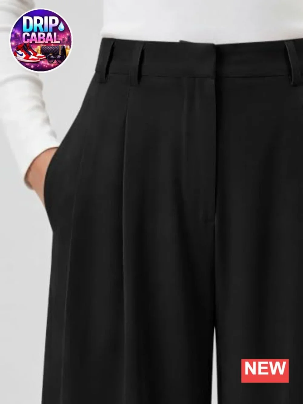 Wide Leg Work Pants High Waisted Flowy Trousers Pleated Pockets Wrinkle-Free